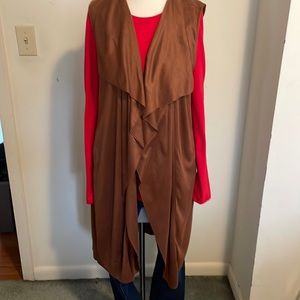 Brown faux suede sleeveless vest in size large